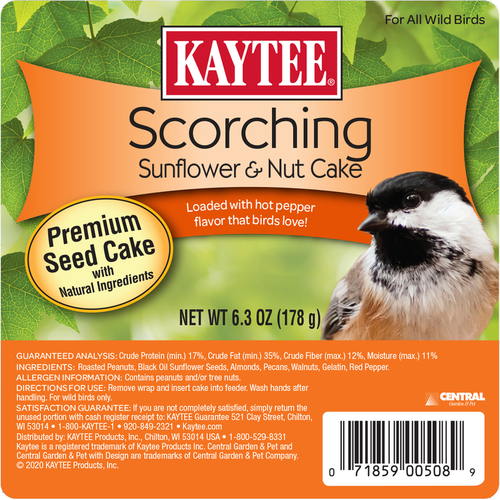 Kaytee 100542412 Seed and Nut Cake Scorching Wild Bird Roasted Peanuts 6.3 oz