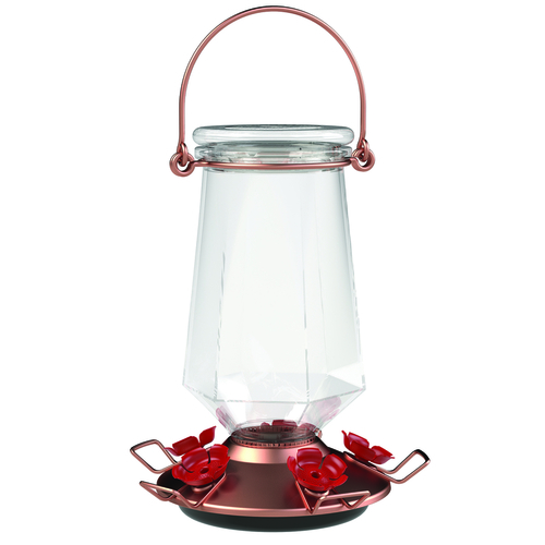 Perky-Pet 9109-2-XCP2 Nectar Feeder Hummingbird 28 oz Glass/Metal/Plastic Top Fill 5 ports Clear/Copper - pack of 2