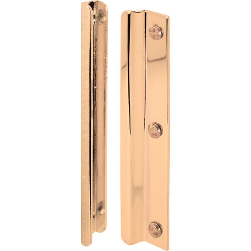 Entry Door Latch Shield, 6 in L, Steel, Brass