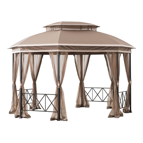 Gazebo Polyester Octagon with Netting 10 ft. H X 10 ft. W X 12 ft. L