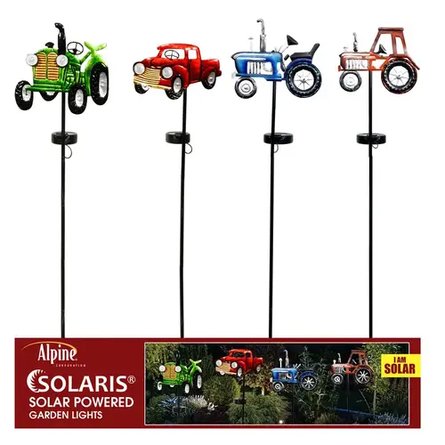 Solar Garden Stake Solaris Assorted Metal 36" H Vintage Farm Vehicle Assorted - pack of 12