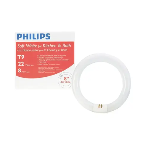 Philips 392225 Circline Fluorescent Bulb 22 W T9 1.5" D X 8" L Soft White Circular 3000 K