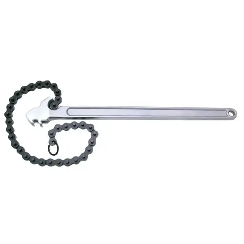 Chain Wrench, 5 in Opening, 19 in Chain, 15 in Long Chrome