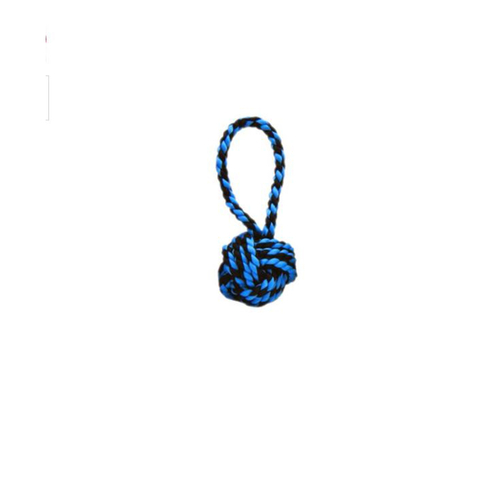 Dog Toy Nuts for Knots Black/Blue Rope Ball with Tug Cotton Small Black/Blue