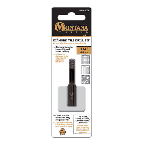 Montana Brand MB-65201 Drill Bit 1/4" Alloy Steel 3-Flat Shank Black Oxide