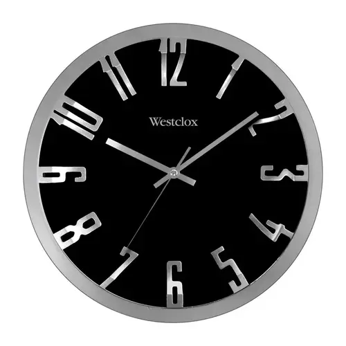 Westclox 32913 Wall Clock 12" L X 12" W Indoor Modern Analog Glass/Plastic Black/Silver Black/Silver