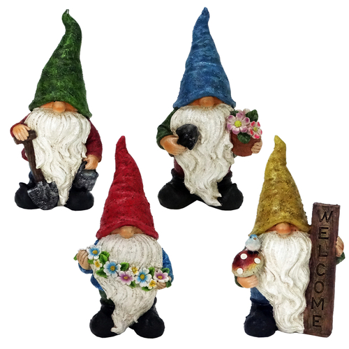 ALPINE WQA1456ABB Garden Statue Polyresin Assorted 12" Gnome Assorted