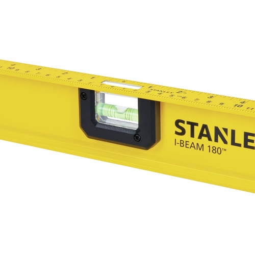 I-Beam Level, 48 in L, 3-Vial, 2-Hang Hole, Non-Magnetic, Aluminum, Black/Yellow