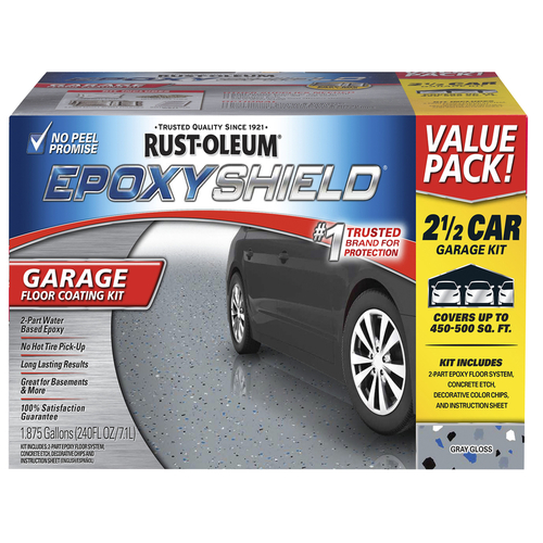 Rust-Oleum 251870 Garage Floor Coating Kit EpoxyShield Gloss Gray Water ...