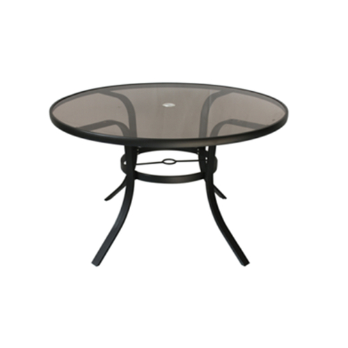 Living Accents ACE21002 Patio Table Icarus Black Round Glass Black