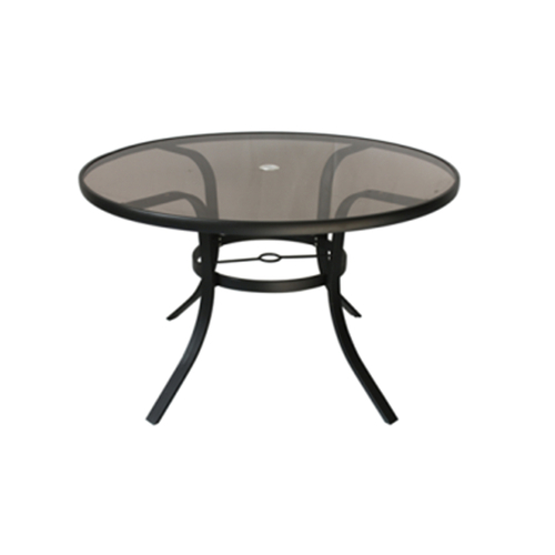 Patio Table Icarus Black Round Tempered Glass Black