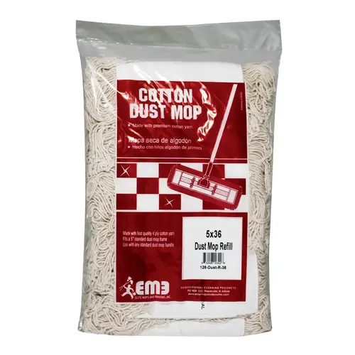 ELITE 126-DUST-R-36 Mop Refill 5 x 36 Dust Cotton White