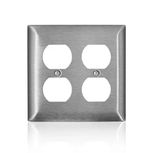 Wall Plate C-Series Satin Silver 2 gang Stainless Steel Duplex Satin