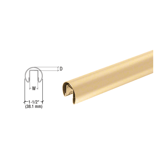 Satin Brass 1-1/2" Premium Cap Rail for 1/2" Glass - 168"