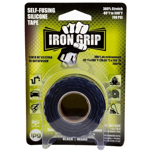 IPG 99694 Self-Sealing Tape Iron Grip 1" W X 10 ft. L Black Silicone Black