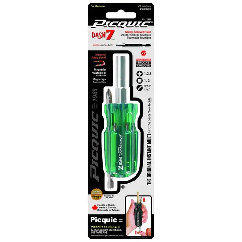 Multi-Bit Screwdriver DASH 7 7 pc Compact 4-3/4" Assorted