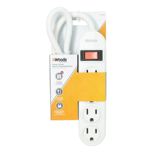 Southwire 41299 Power Strip Woods 1.5 ft. L 4 outlets White White
