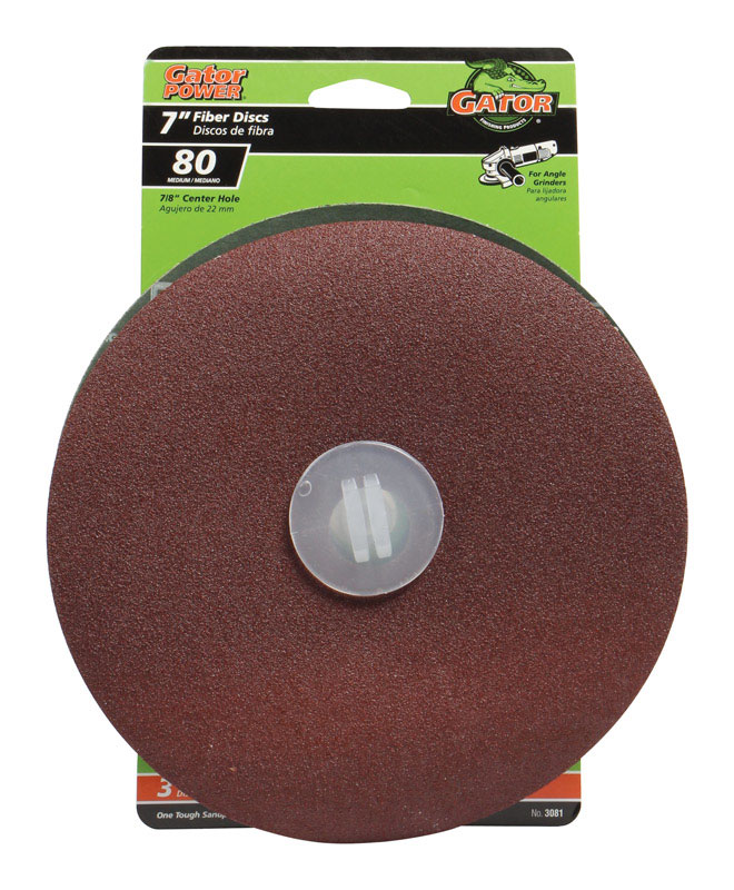 GATOR 3081 Fiber Disc 7" Aluminum Oxide Center Mount 80 Grit Coarse