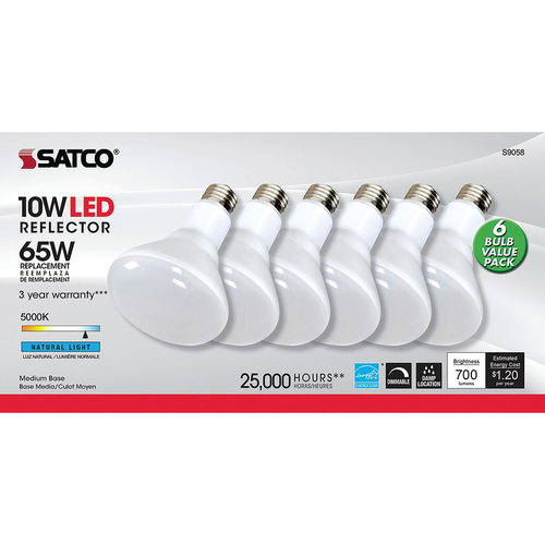 Satco S9058 LED Bulb . BR30 E26 (Medium) Natural Light 65 W White