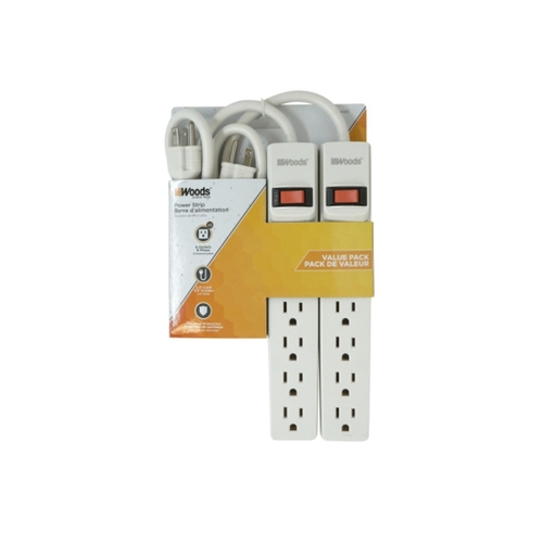 Southwire 41435 Power Strip Woods 2.5 ft. L 6 outlets White White