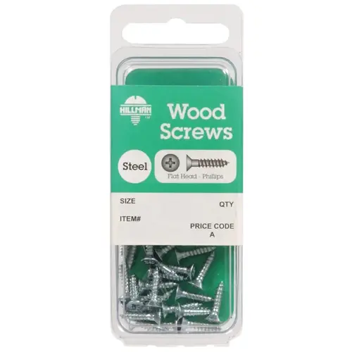 Wood Screws No. 6 S X 1-1/4" L Phillips Zinc-Plated Zinc-Plated