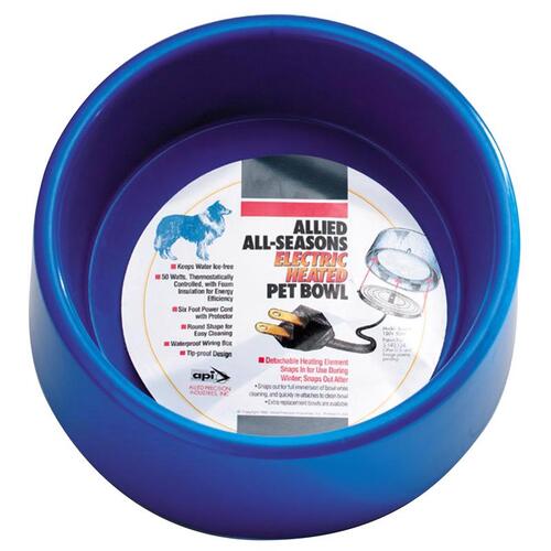 Heated Pet Bowl Blue Plastic 5 qt For Dog Blue