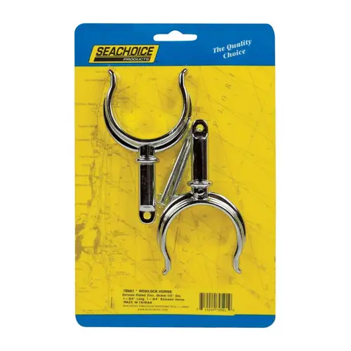 Oarlock Horns Chrome-Plated Zinc 1-3/4" L X 1/2" W Chrome-Plated Pair