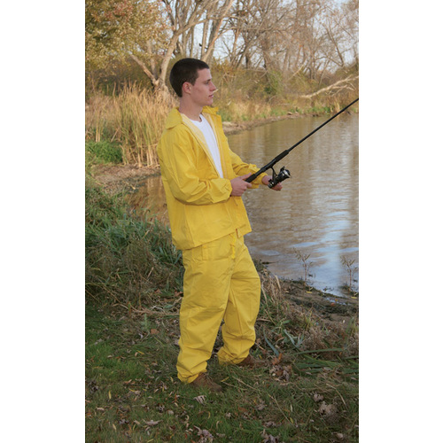 Three Piece Rain Suit Yellow PVC-Coated Rayon XXX-Large Yellow