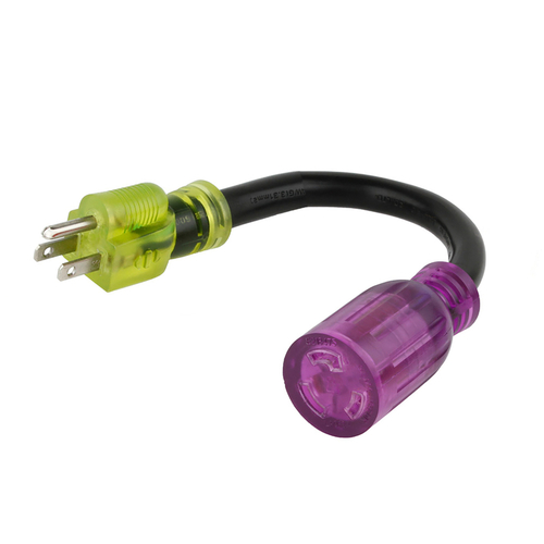 Adapter Cord Color Connect 12/3 SJTW 125 V 12" L Black