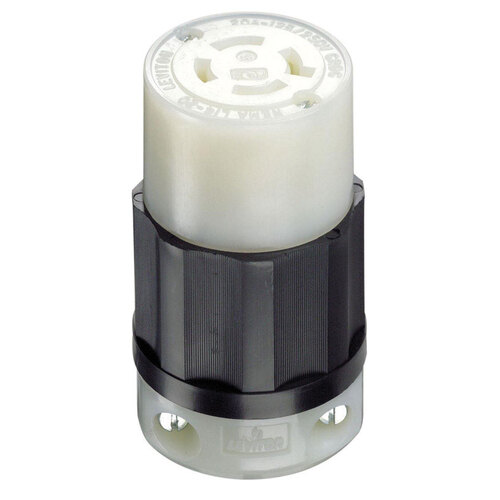 Locking Connector Industrial Nylon Grounding L14-20R 14-10 AWG 3 Pole 4 Wire Bagged Black/White