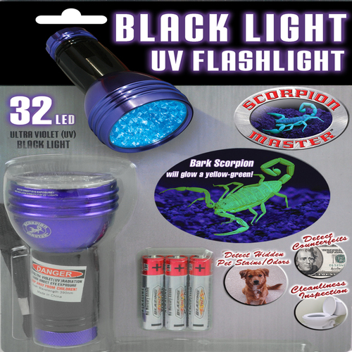 Scorpion 302480 UV Flashlight 32 LED Black/Purple LED AAA Battery Black/Purple