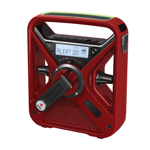 Weather Alert Radio Flashlight American Red Cross Red Digital Battery Operated Red