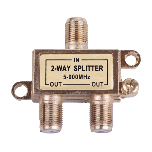 2 Way Coax Splitter Just Hook It Up 75 ohm 900 MHz Gold