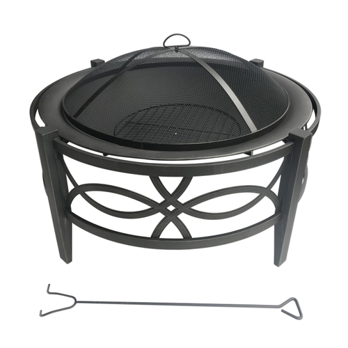 Living Accents SRFP12004 Fire Pit 35" W Steel Round Wood