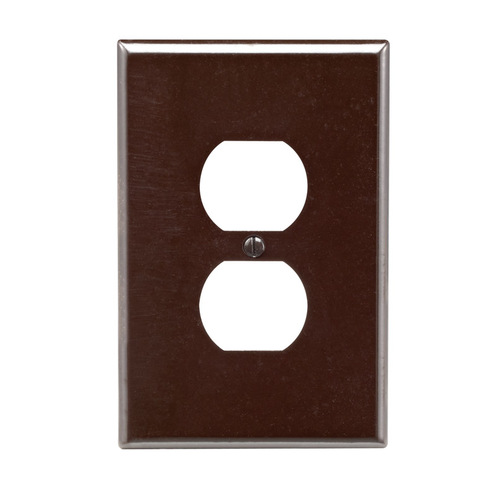 Wall Plate Brown 1 gang Thermoset Plastic Duplex Outlet Brown