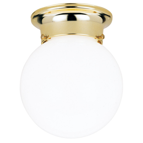Ceiling Light 7-1/4" H X 6" W X 6" L Polished Brass White Polished Brass