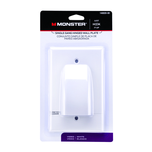 Monster 140020-00 Wall Plate Just Hook It Up White 1 gang Plastic Home Theater White