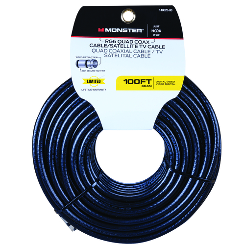 Weatherproof Video Coaxial Cable Just Hook It Up 100 ft. Black