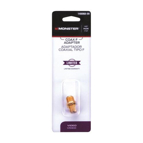 Monster 140068-00-XCP6 Coax F Adapter Just Hook It Up 900 MHz Gold - pack of 6