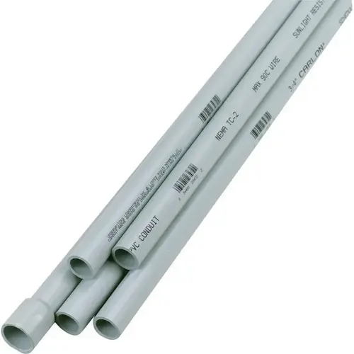 Electrical Conduit 3/4" D X 10 ft. L PVC For Rigid Gray