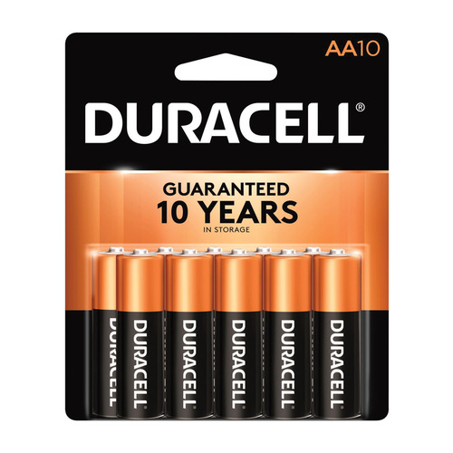 DURACELL MN1500B10Z Batteries Coppertop AA Alkaline 10 pk Carded