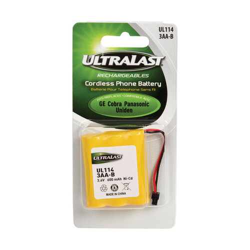 Ultralast 3AA-B Cordless Phone Battery Ni-Cad AA 3.6 V 0.6 Ah 3AA-B Yellow