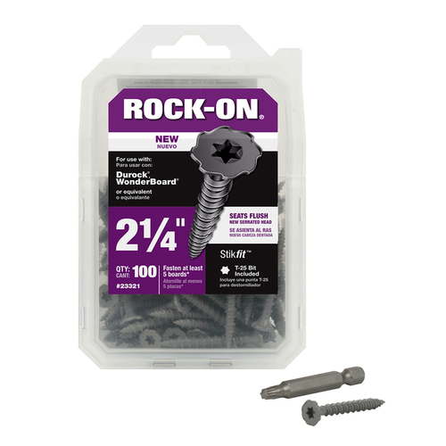 Rock-On 23321 Cement Board Screws No. 9 S X 2-1/4" L Star Flat Head Climacoat