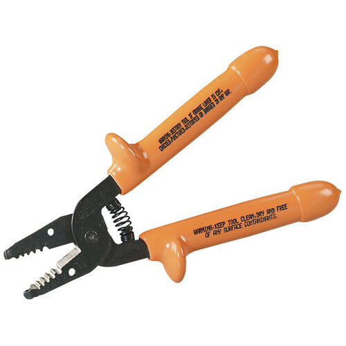 Klein Tools 11045-INS Wire Stripper/Cutter 18 Ga. 7" L Black/Orange