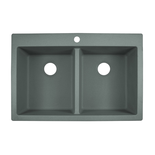Kitchen Sink Granite Dual Mount 22" W X 33" L Double Bowl Gray Granite