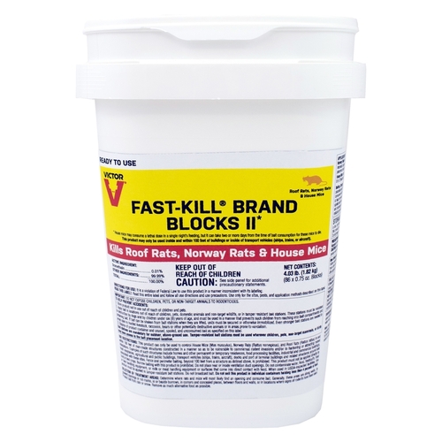 Rodenticide Bait Fast-Kill Brand Blocks II Toxic Blocks For Mice and Rats 4 lb