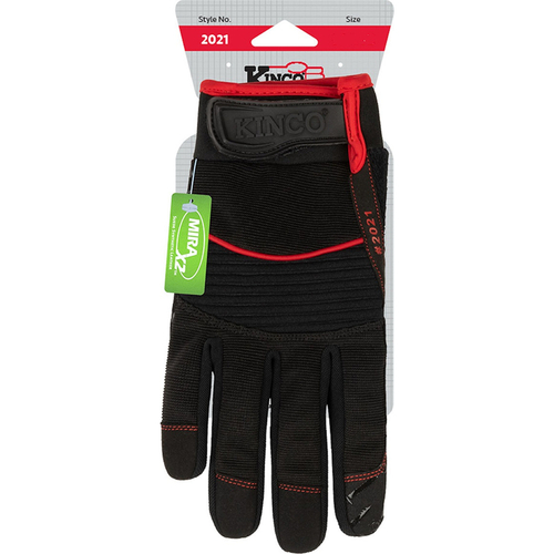 Kinco 2021-M Work Gloves Handler Men's Indoor/Outdoor Pull-Strap Black M Black