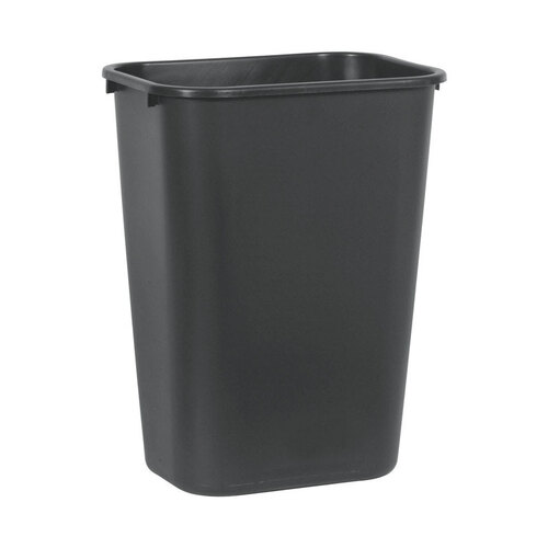 Garbage Can Deskside 10.25 gal Black Resin Rectangle Black