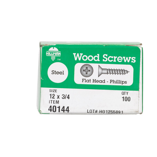 Wood Screws No. 12 S X 3/4" L Phillips Zinc-Plated Zinc-Plated