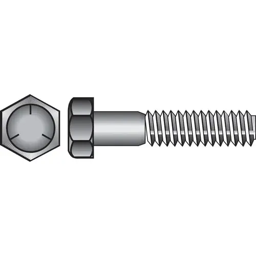 Hex Head Cap Screw 1/4" D X 6" L Heat Treated Zinc Steel Heat Treated Zinc